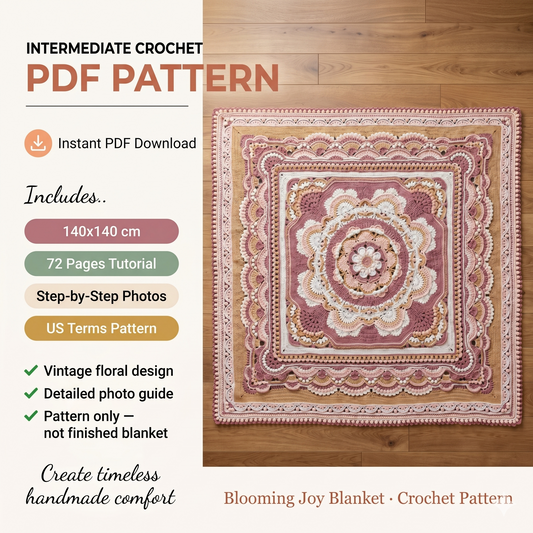Blooming Joy Crochet Blanket Pattern: Vintage Vibe Photo Tutorial (PDF)