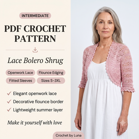 Bolero Crochet Pattern PDF | Lace Shrug Crochet Pattern for Women, Summer Cover Up Bolero, Intermediate, US Terms, Instant Download