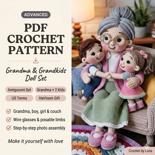 Grandma with Grandkids — Crochet Amigurumi Pattern (PDF) | Family Keepsake Doll Set