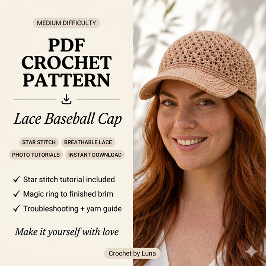 Lace Baseball Cap — Crochet Pattern (PDF) | Star Stitch Summer Hat