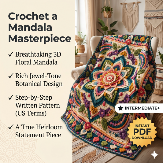 Mystic Mandala Crochet Blanket Pattern | Floral Boho Afghan Throw (PDF)