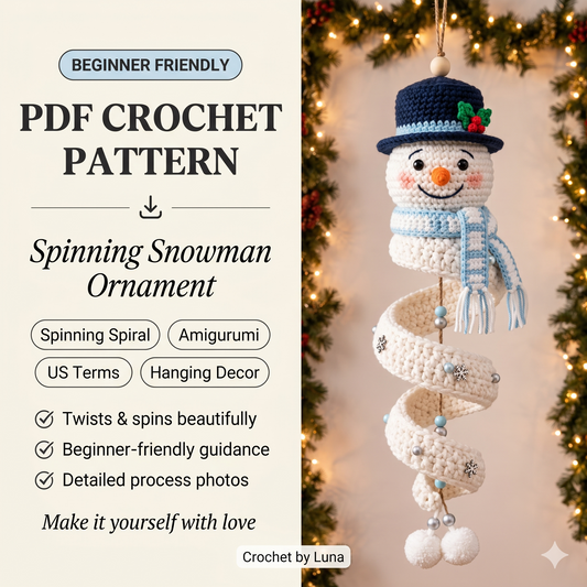 Spinning Snowman Crochet Pattern PDF | Christmas Amigurumi Ornament, Twister Snowman Holiday Decor, Beginner, US Terms, Instant Download