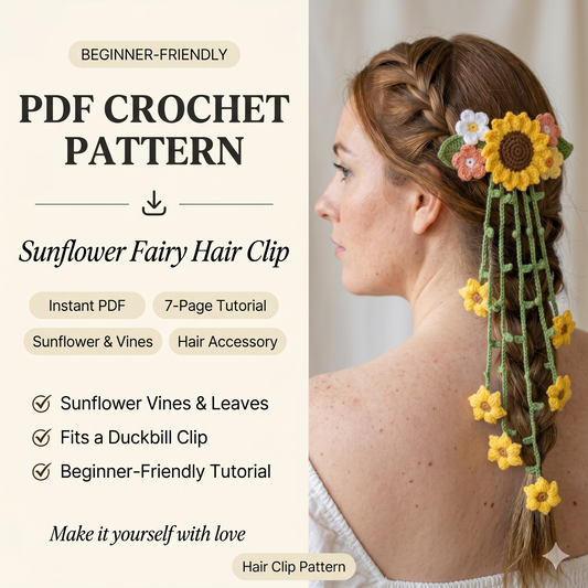 Sunflower Fairy Hair Clip Crochet Pattern PDF | Floral Hair Accessory Tutorial | Instant Digital Download