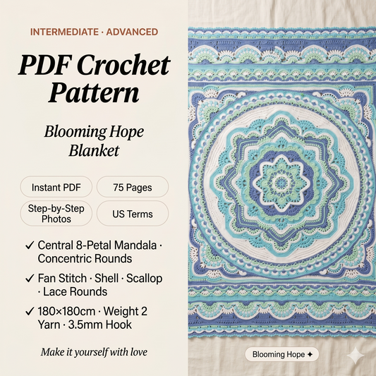 Blooming Hope Crochet Blanket Pattern: Vintage Vibe Photo Tutorial (PDF)
