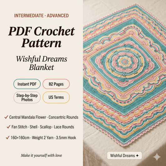 Wishful Dreams Crochet Blanket Pattern: Vintage Vibe Photo Tutorial (PDF)